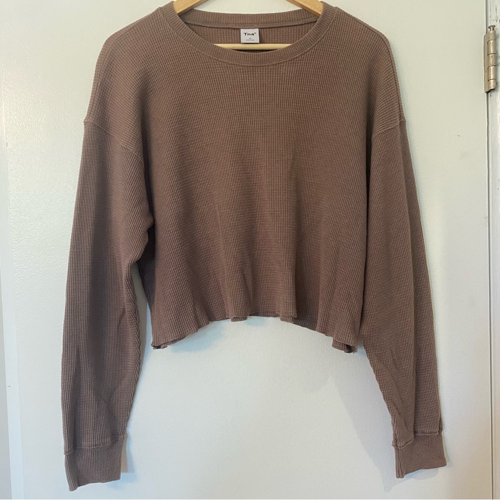 Tna Waffle Crew Boxy Longsleeve cropped brown medium